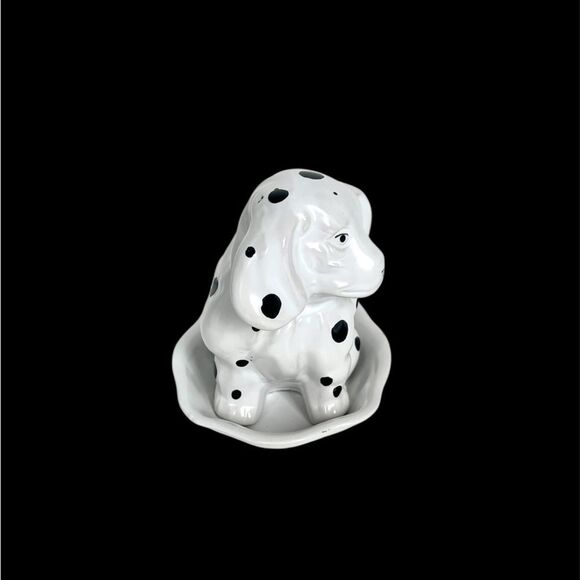 Vintage Ceramic Dalmatian Dog Puppy Planter, White with Black Spots Plant Pot - Picture 5 of 7